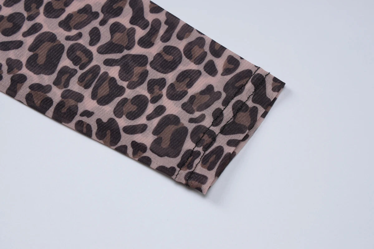 Leopard Bodycon Long Sleeve Crop