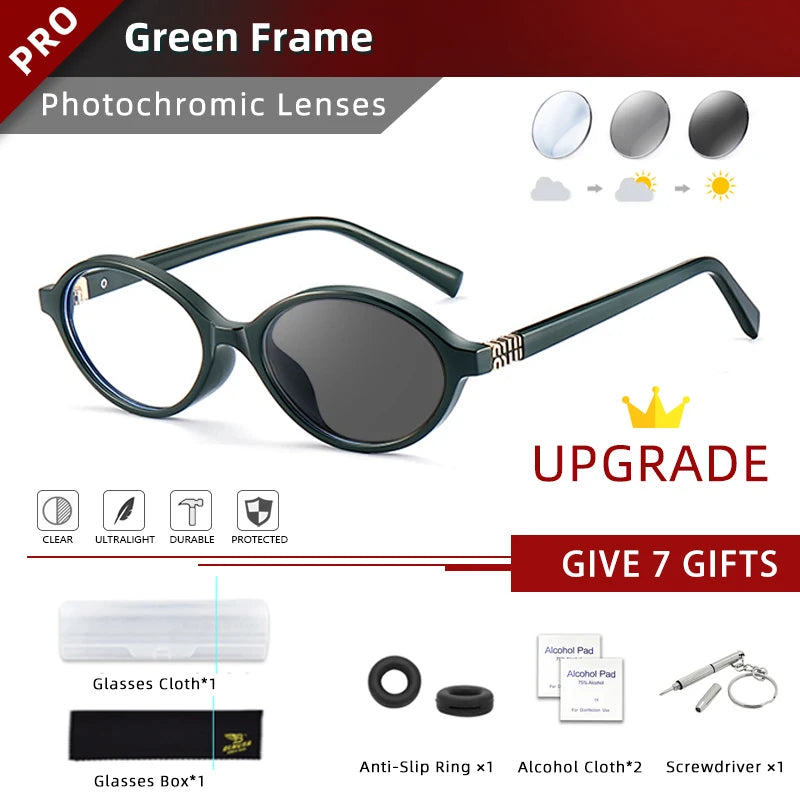 Retro Anti Blue Ray Photochromic Myopia Glasses