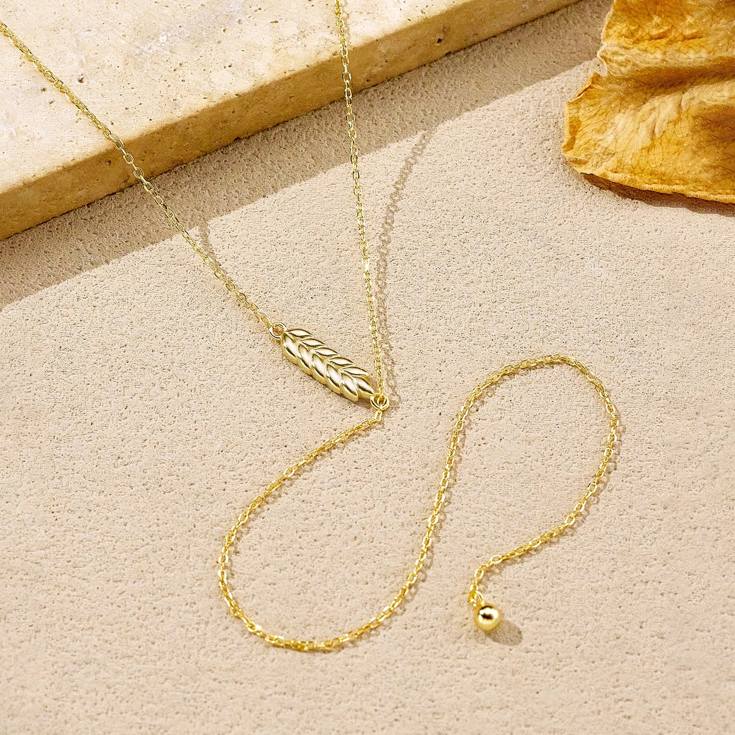 Sterling Silver Wheat Leaf Pendant