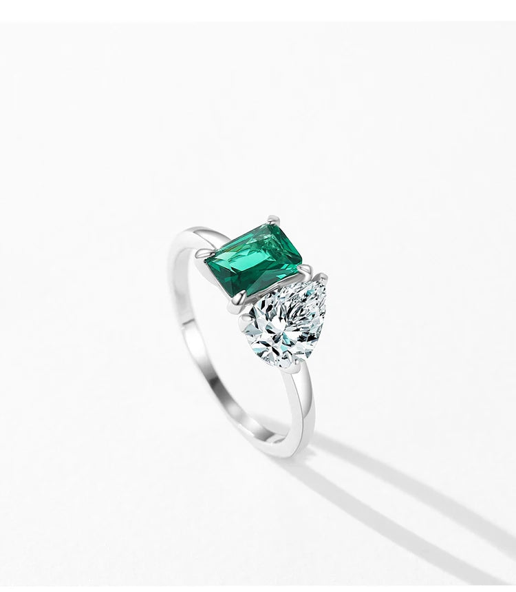 Sterling Silver Green Zirconia Ring