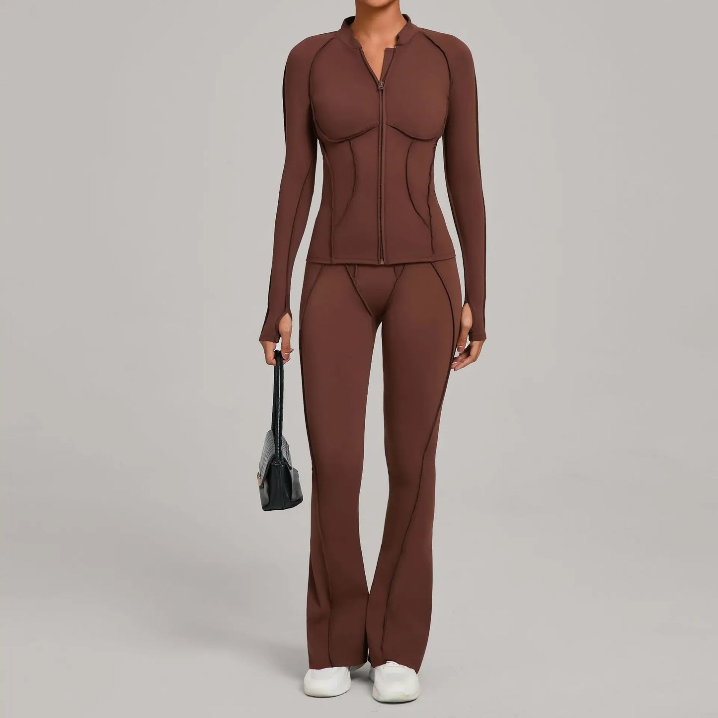 Zip up Flared Leggings Yoga Set