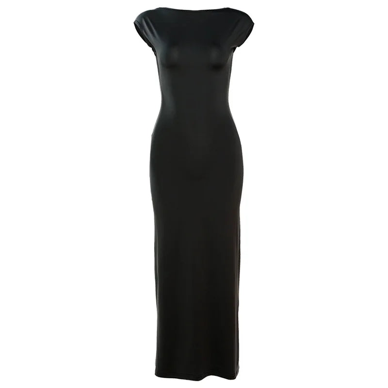 Short Sleeve Backless Dress