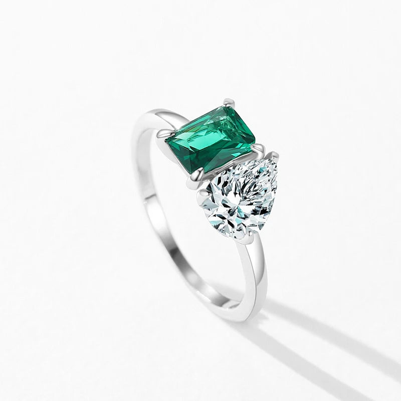 Sterling Silver Green Zirconia Ring