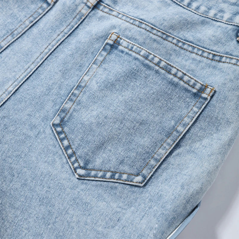 Hollow-out Denim Pants