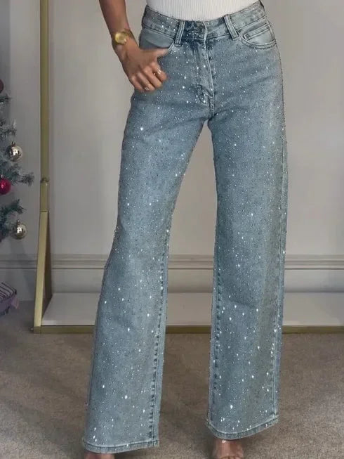 High Waist Diamond Washed Mom Jeans