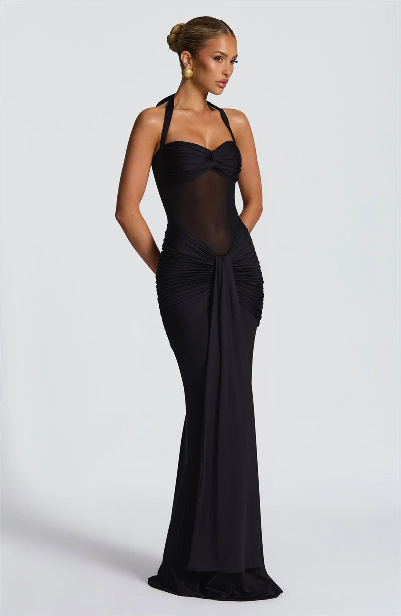Mesh Waist Maxi Dress