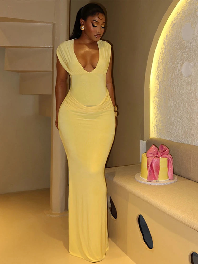 Ruched Bodycon Maxi Dress