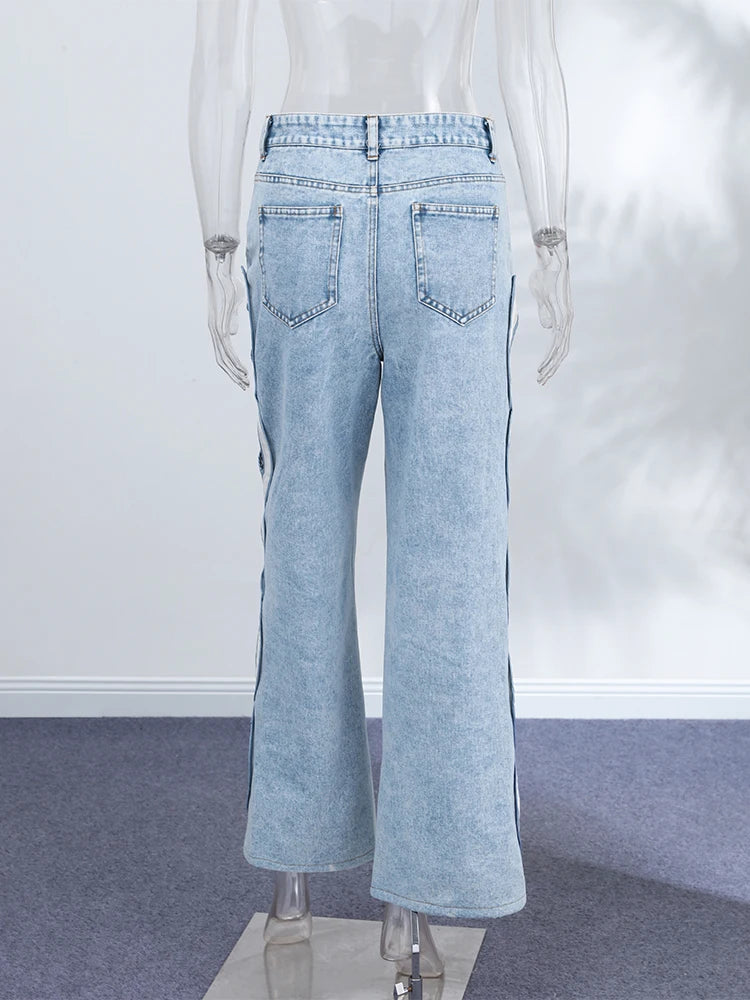 Hollow-out Denim Pants