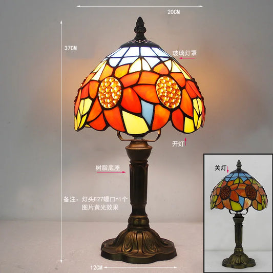 European Retro Stained Glass Small Table Lamp