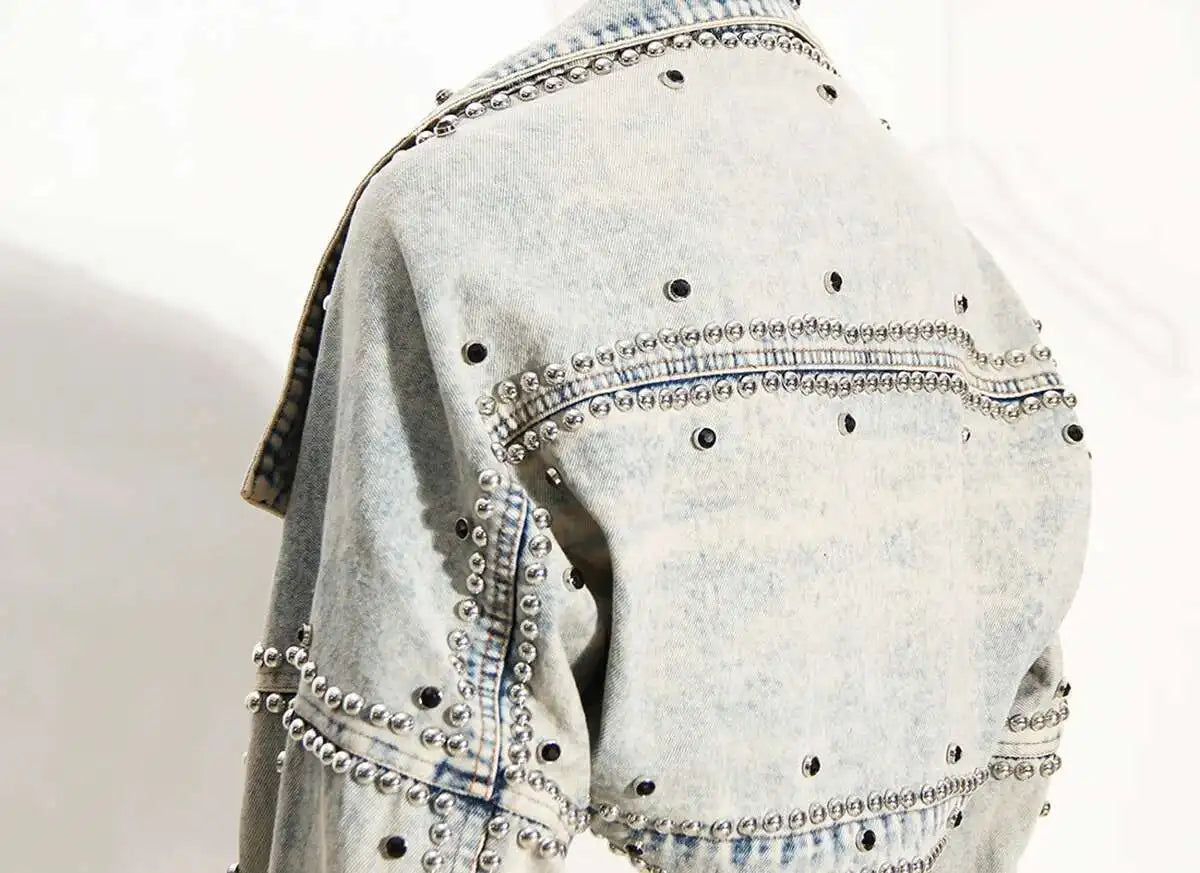 Patchwork Rivet Denim Jacket