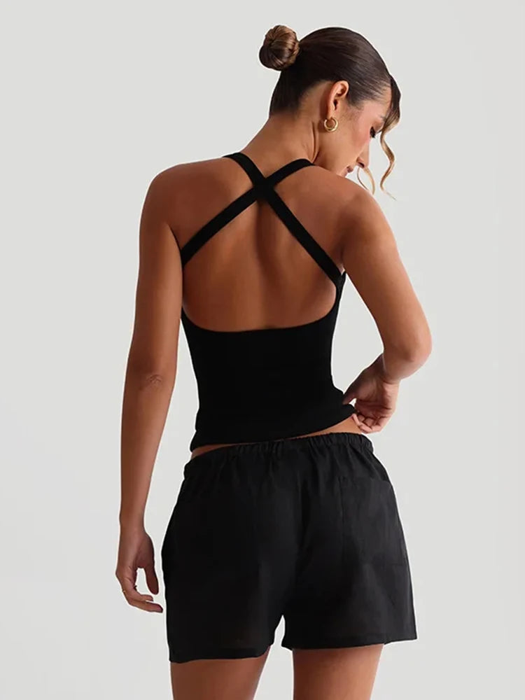 Cross Shoulder Crop Top