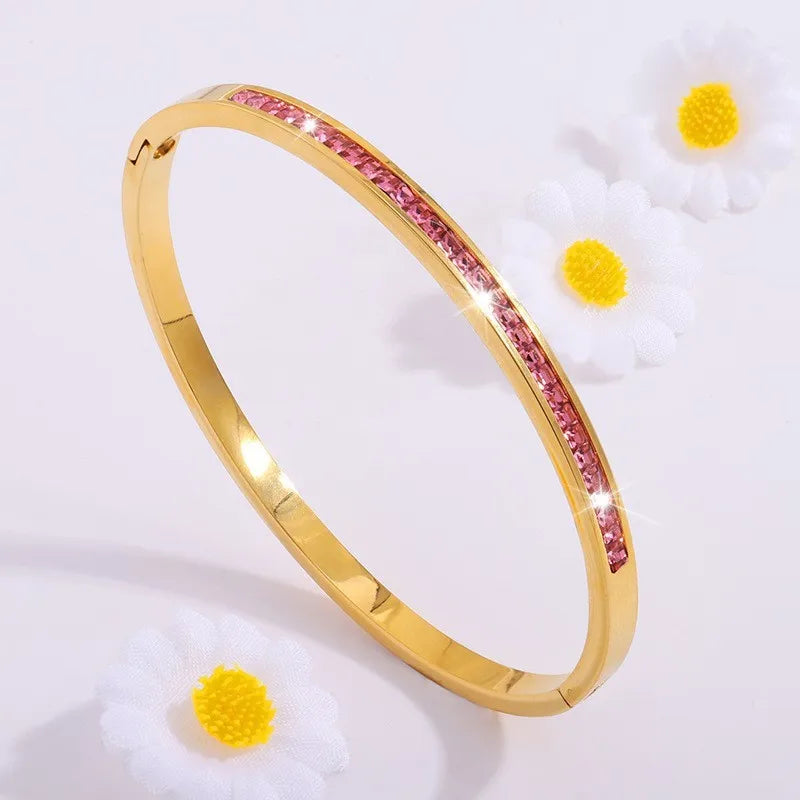 Sparkling Zirconia Stainless Steel Bracelets