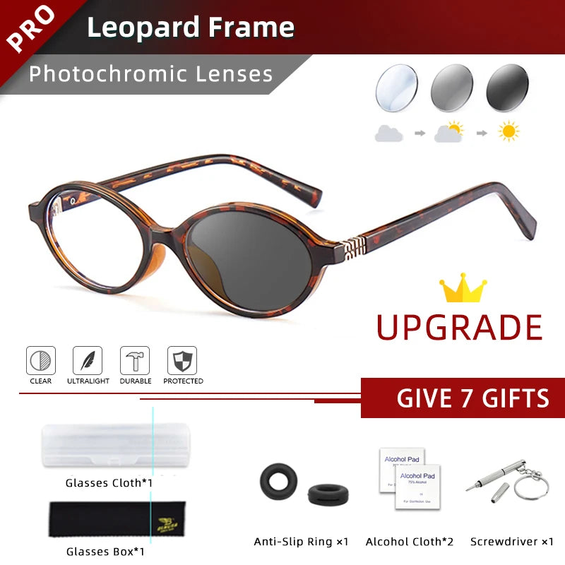 Retro Anti Blue Ray Photochromic Myopia Glasses