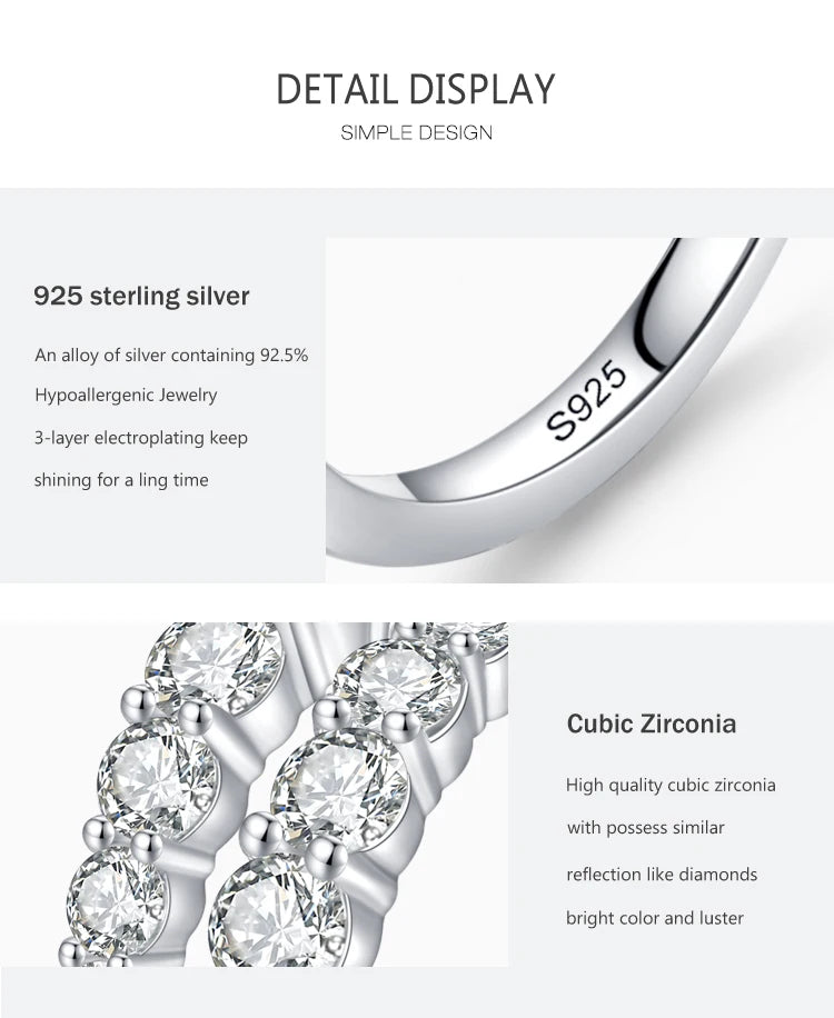 Ailmay Sterling Silver CZ Adjustable Stackable Ring