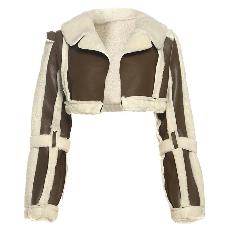 Furry Patchwork Crop Jacket