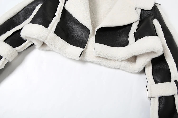 Furry Patchwork Crop Jacket