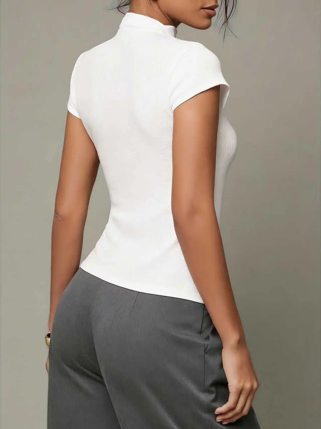 Short Sleeve Turtleneck Button up