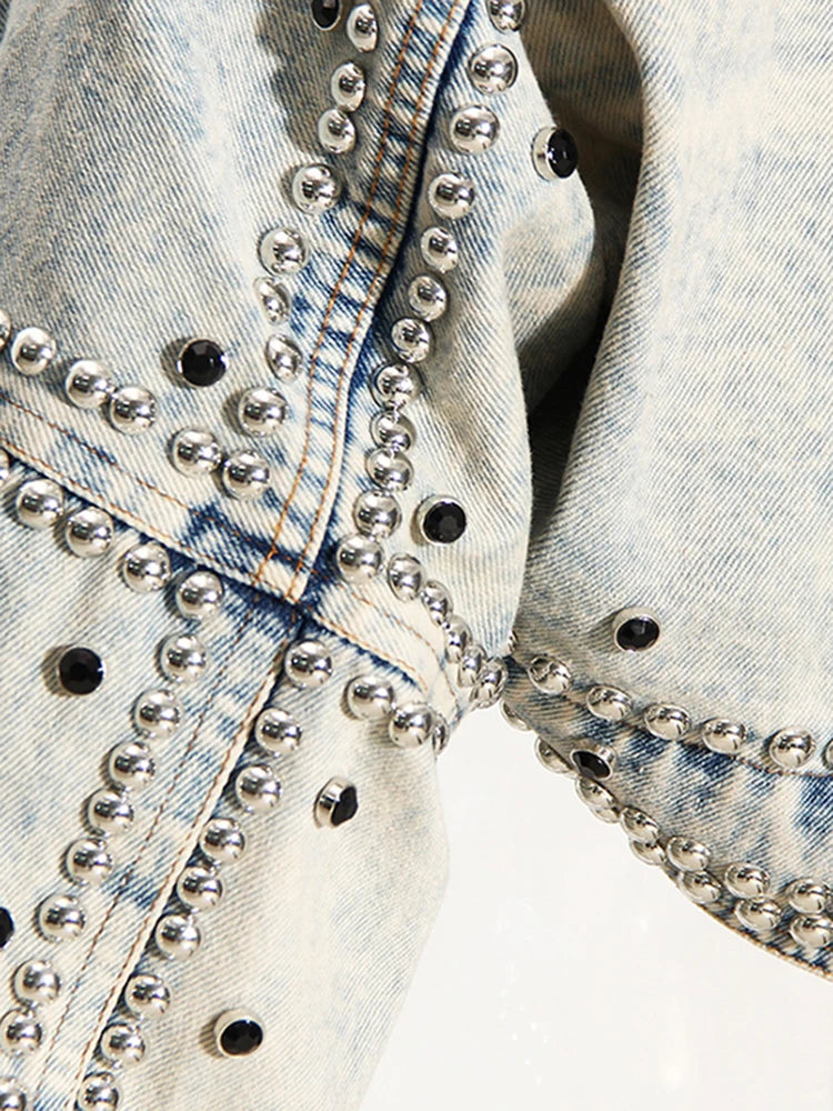 Patchwork Rivet Denim Jacket