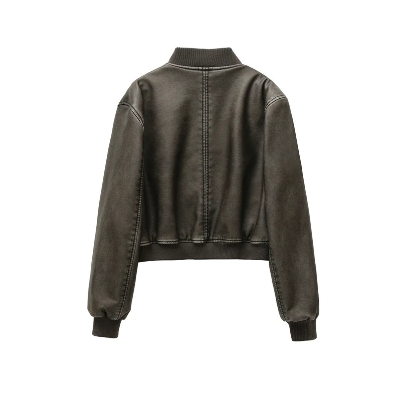 Vintage Washed Leather Bomber