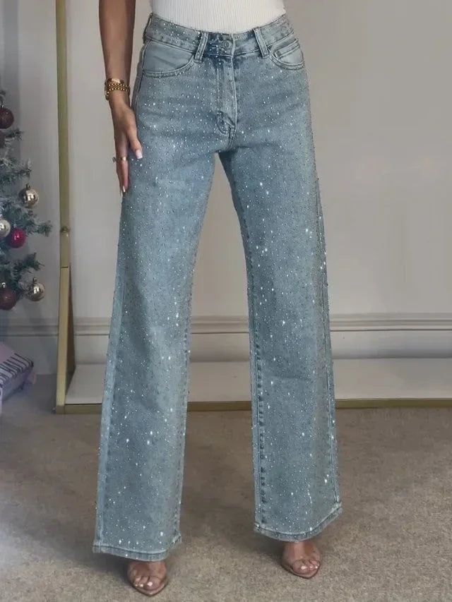 High Waist Diamond Washed Mom Jeans