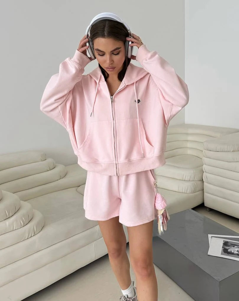 Cotton Hoodie & Shorts Set
