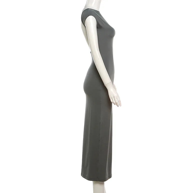 Short Sleeve Backless Dress