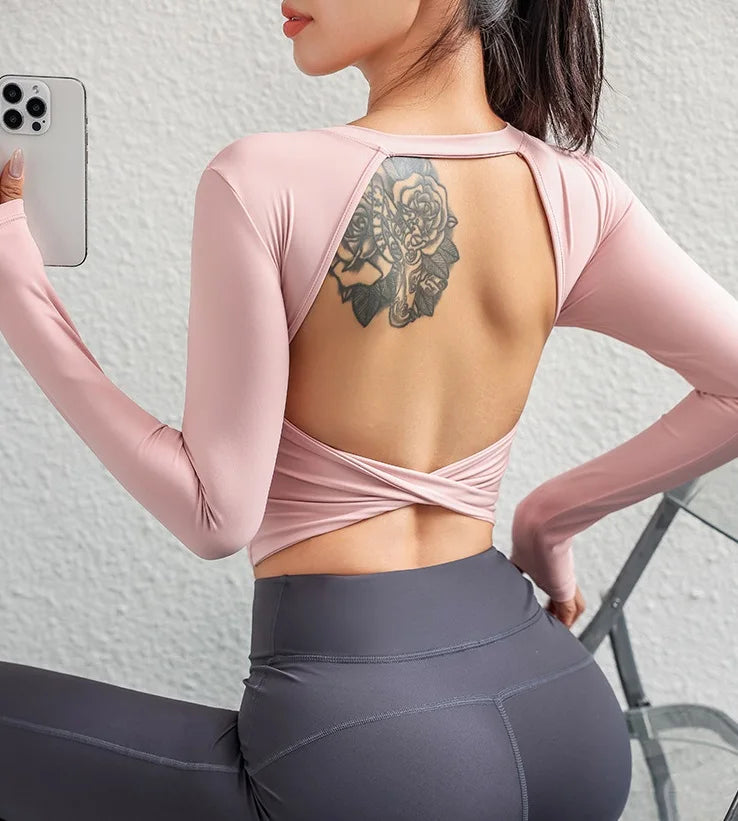 Breathable Backless Sports Crop
