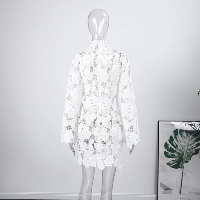Crochet Hollow-out Mini Dress