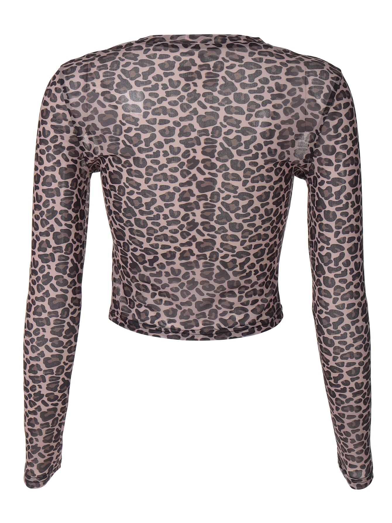 Leopard Bodycon Long Sleeve Crop