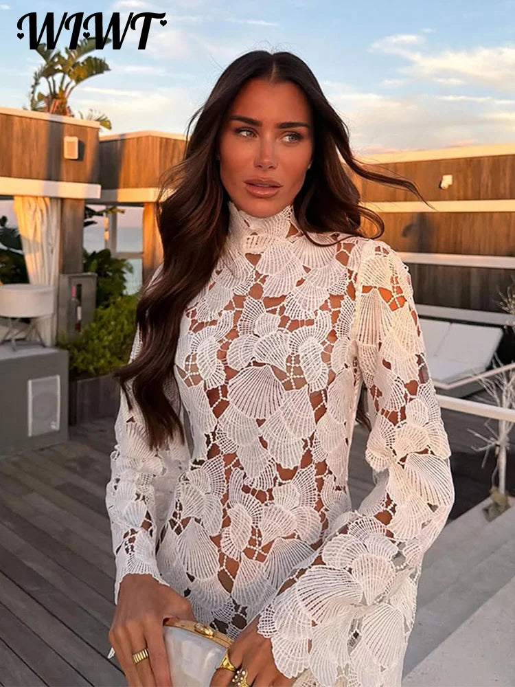Crochet Hollow-out Mini Dress