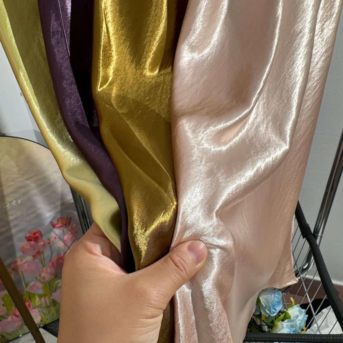 Glossy Satin Midi Skirt