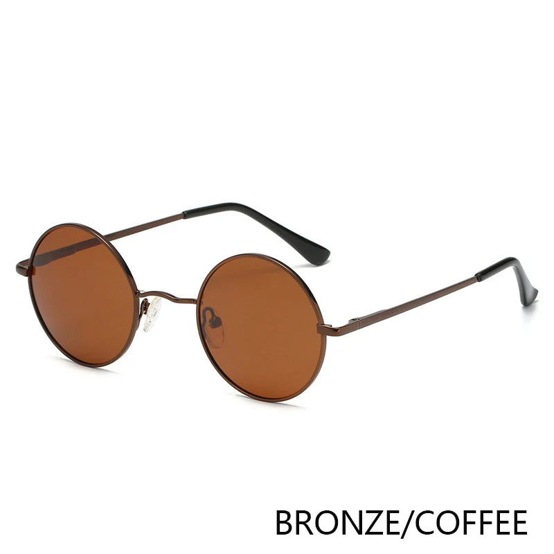 Retro Polarized Round Metal Frame Sunglasses