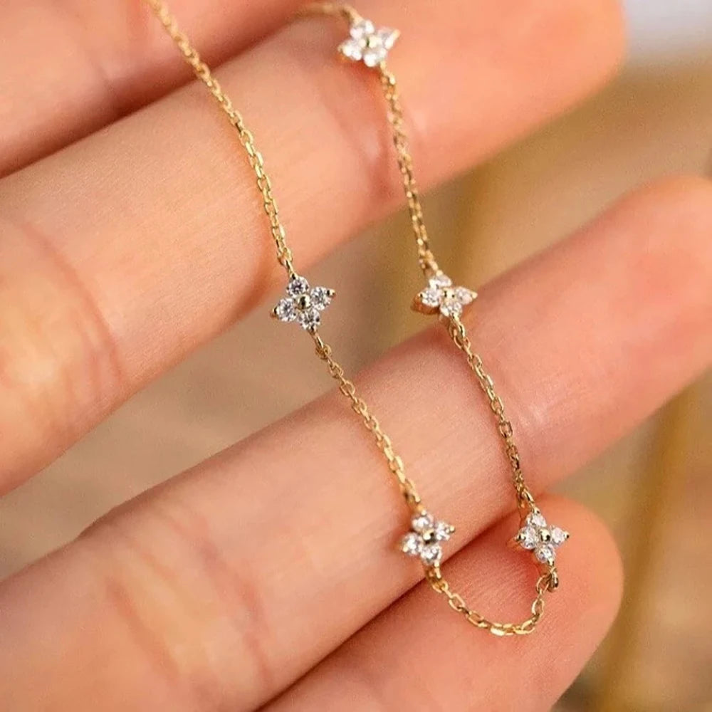 18K Gold Plated Stainless Steel Four Leaf Knecklace