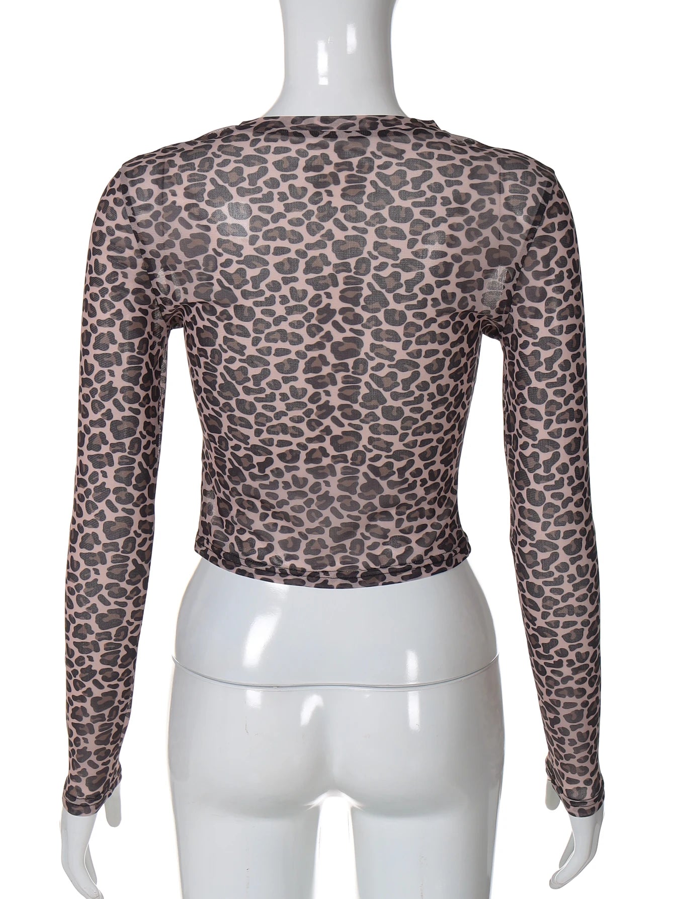 Leopard Bodycon Long Sleeve Crop