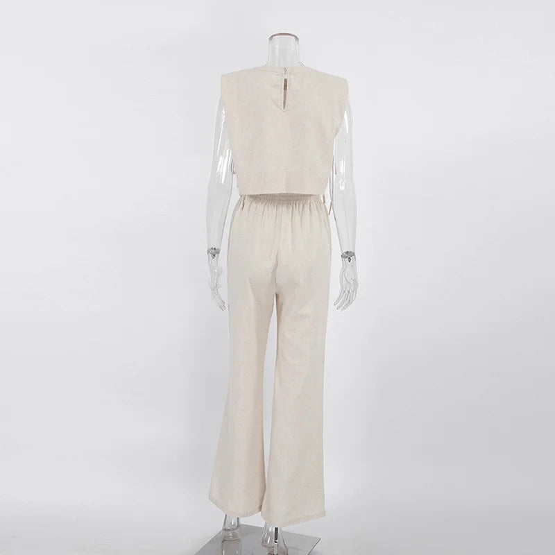 Linen Crop & Pants Set
