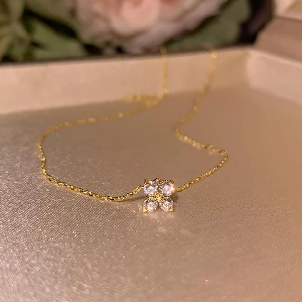 18K Gold Plated Stainless Steel Four Leaf Knecklace