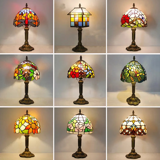 European Retro Stained Glass Small Table Lamp