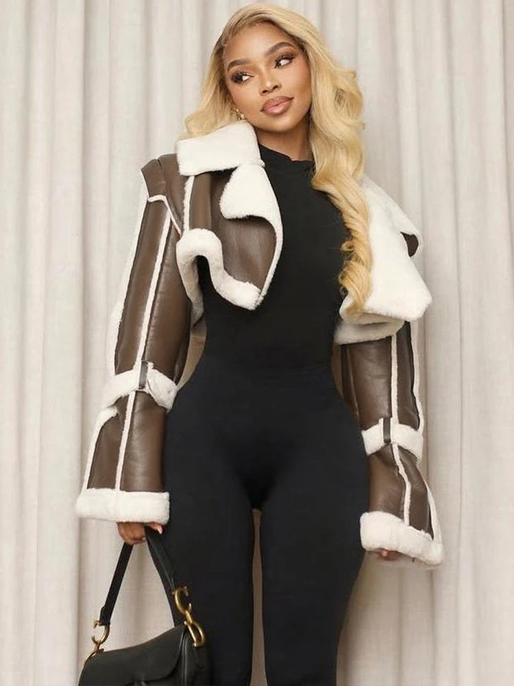 Furry Patchwork Crop Jacket