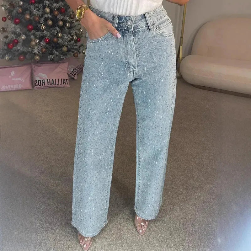 High Waist Diamond Washed Mom Jeans
