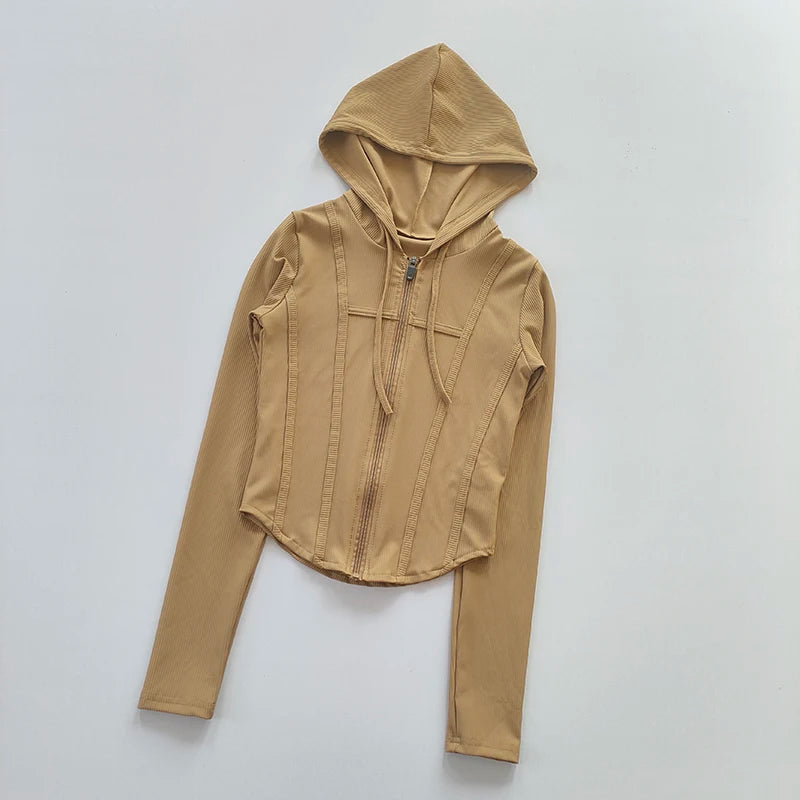 Fitted Ribbed Crop Zip