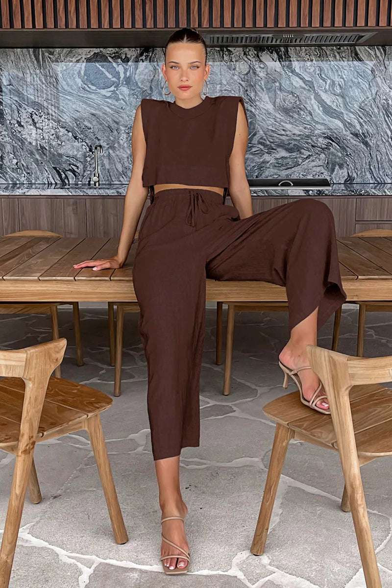 Linen Crop & Pants Set
