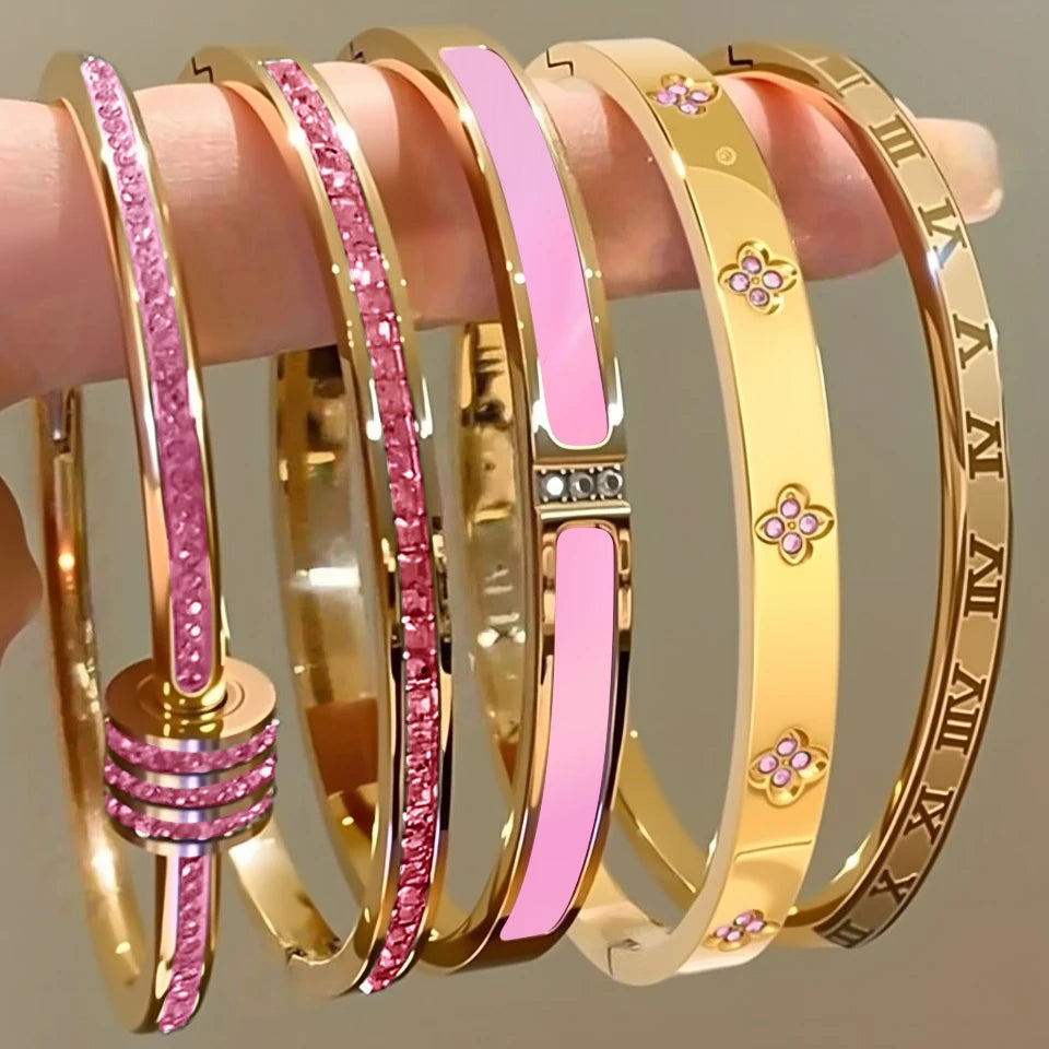 Sparkling Zirconia Stainless Steel Bracelets