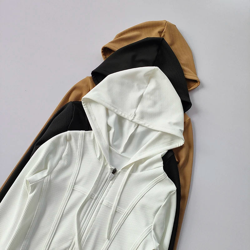 Fitted Ribbed Crop Zip