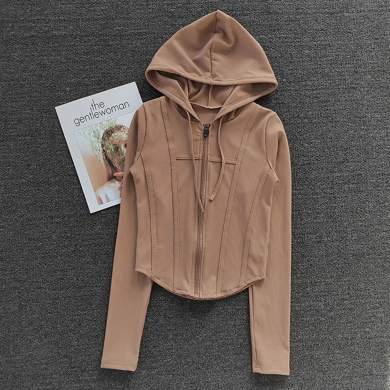 Fitted Ribbed Crop Zip