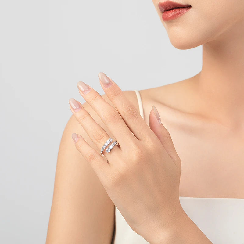 Ailmay Sterling Silver CZ Adjustable Stackable Ring