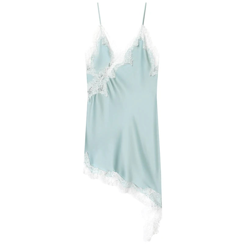 Lace Asymmetric Slip Dress