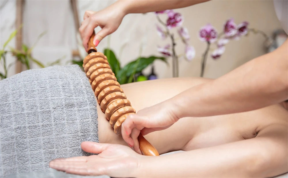 Natural Curved Wooden Massage Roller for Waist and Thigh