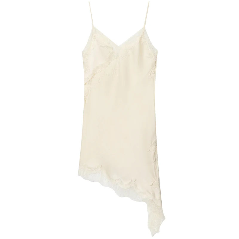 Lace Asymmetric Slip Dress