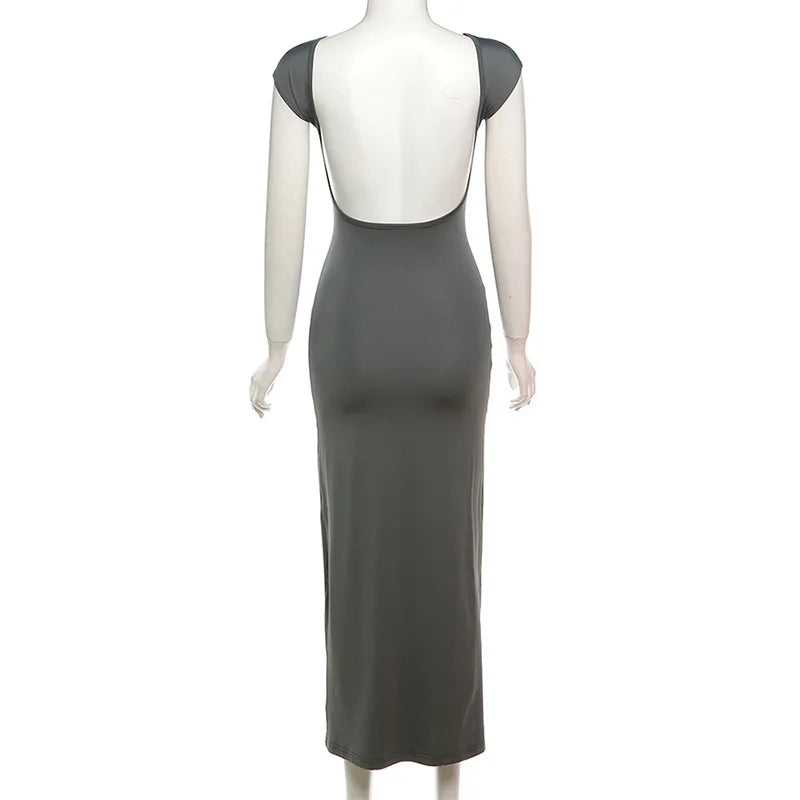 Short Sleeve Backless Dress