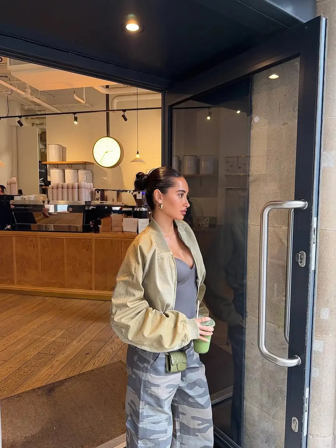 Khaki Cropped Bomber